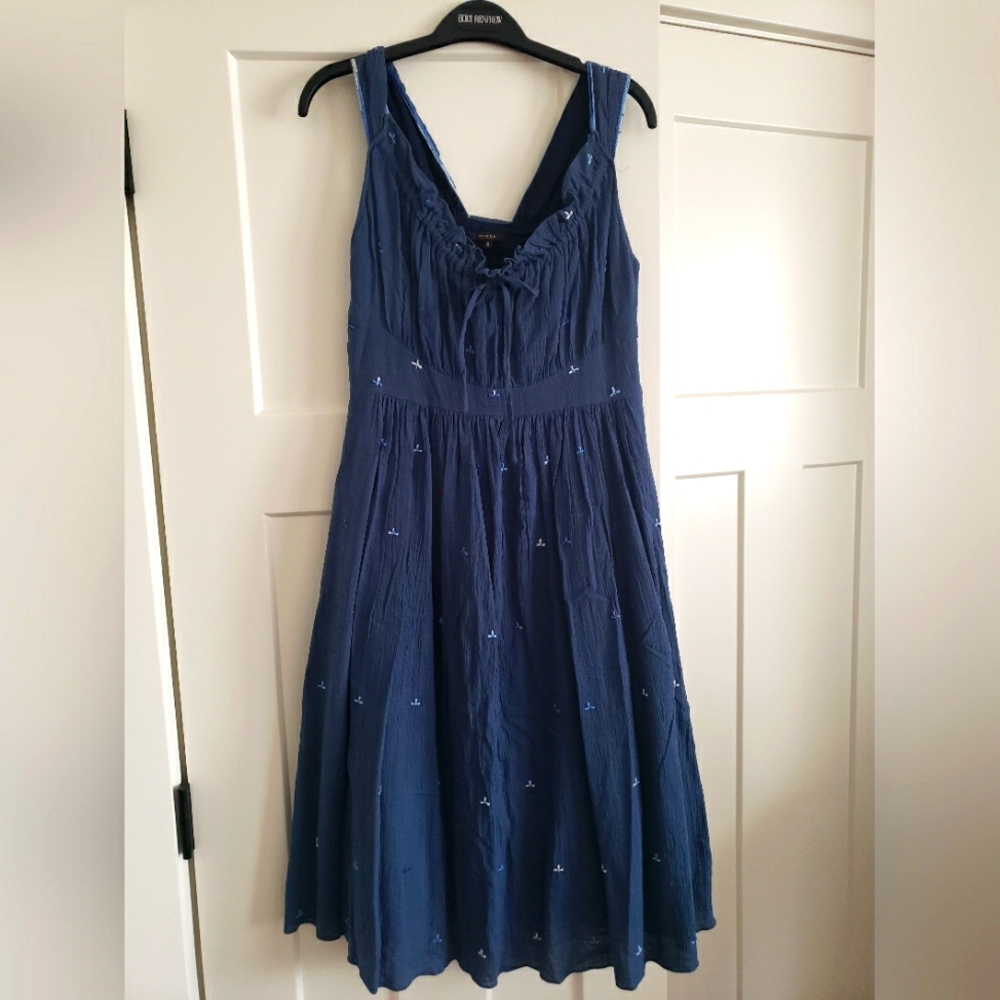 Tocca Dress Size 4, Blue with embroidery detailing